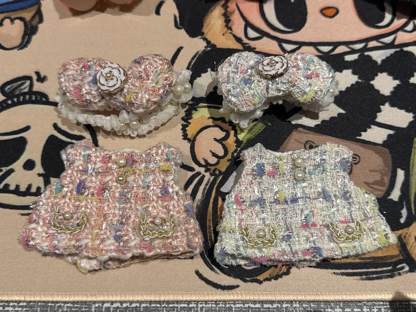 Labubu Elegante Zweedse Rode Tweed Jurk met Strik